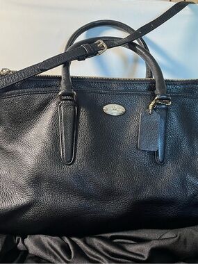 Coach Black Pebbled Leather Tote with Gold Accent